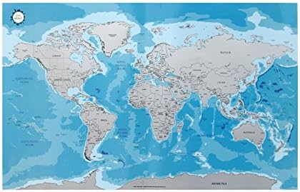 Around the world Personalized Scratch-off World Map - 29.9 X 18.8 inches Scratch-off World Map (Ocean)