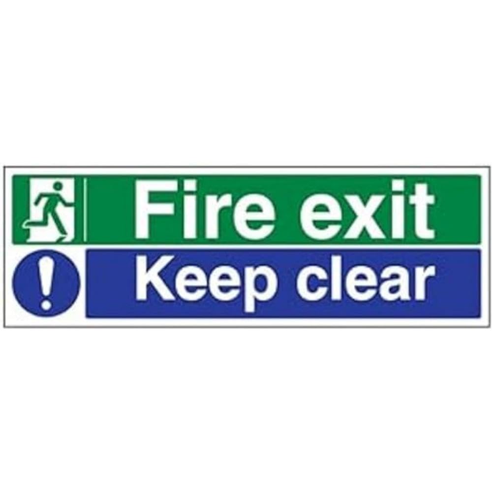 V Safety FIRE EXIT - FIRE EXIT/KEEP CLEAR - 300 X 100MM PACK OF 10