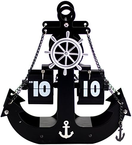 Egoelife Creative Retro Flip Clock Desk Wall Sailing Clock Battery Powered for Home Office Bar Decoration