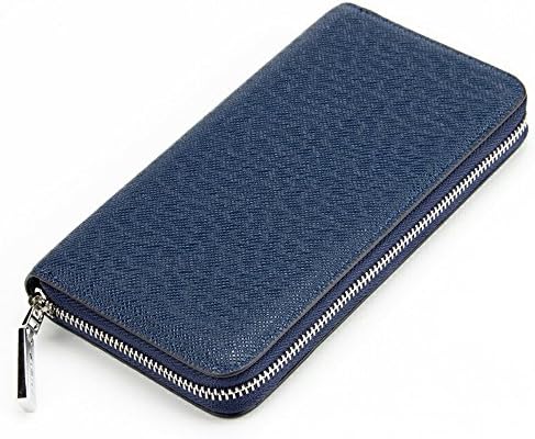Matte PU Leather Wallet Mens Long Wallet Clutch Purse Card Holder Organizer Girls Boys Business Cell Phone Zippered Purse (Dark Blue)