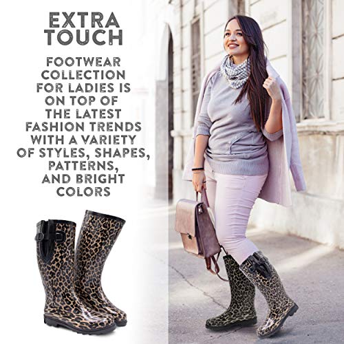 EXTRA TOUCH Wide Calf Rubber Rain Boots Wide Foot and Ankle up to 20