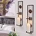 Danya B. QBA737 Modern Floating Decorative Metal Medallion Pillar Candle Sconces – Wall Mount – Easy to Hang - Set of 2