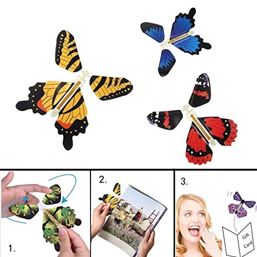 TTbuy 5pcs Valentine's Day Special - The Magic Butterfly Insert Cards or Books - Flying Butterfly Card Surprise, Wind-up Flying Butterflies - Pop up Flying Toys (5 pcs)