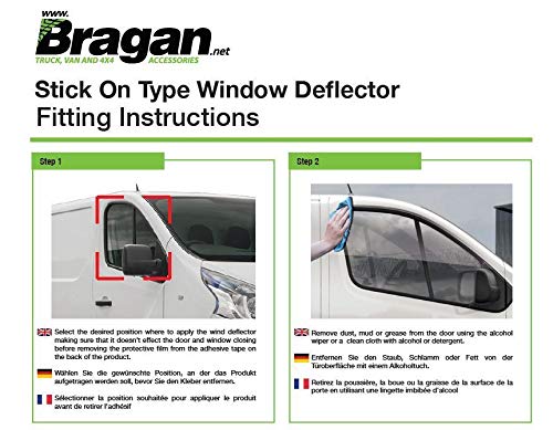 Bragan Brah Truck Van Suv Window Deflectors Sun Rain Wind Sunshield Protector Smoked Tinted Acrylic Fitting