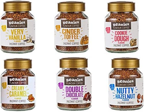 6x Beanies Flavored Instant Coffee Jars 