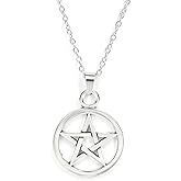 DALUNDREAMLI Gothic Pentacle Necklace Handmade Charm Pendant for Women Pagan Jewelry with Stainless Steel Chain Wiccan Gift