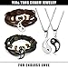 FINREZIO 6 PCS Yin & Yang Leather Bracelets and Stainless Steel Necklaces Set for Women Men Crown Bead Bracelets for Couples Jewelry Set