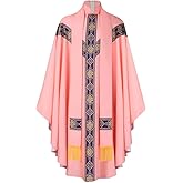 Catholic Priest Chasubles with Stole and Cross 3Pcs Traditional Catholic Church Father Mass Vestment Robe