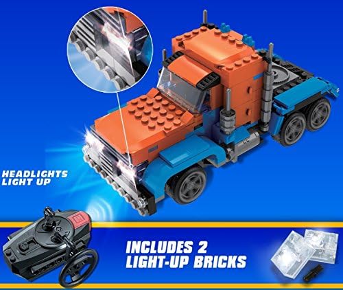 Lego Compatibe Remote Control Peterbilt Truck with headlights that light up, 274 pc, UNIBlock, RC Brick Set