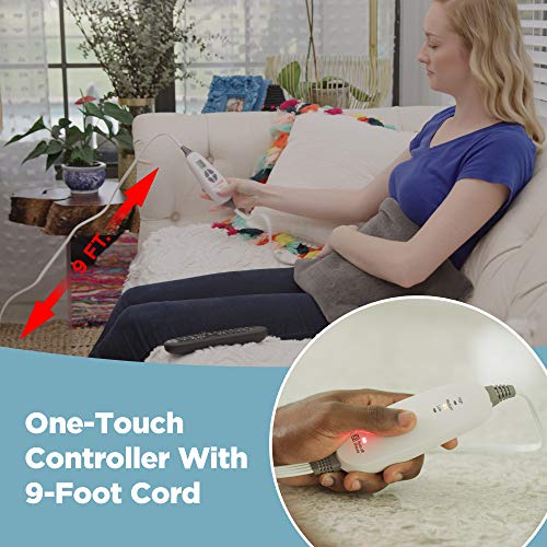 Calming Comfort Calming Heat by Shaper Image Weighted Electric Heating Pad, 3 Heat Settings with Auto-Off, X-Large 12" X 24", 4 Pounds, Grey
