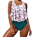 MOOSLOVER Women's Cute Ruffle Bikini Top High Waisted Print Two Piece Swimsuit(XXXL,Flower-5)