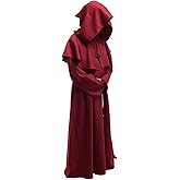 BLESSUME Friar Hooded Robe Monk Renaissance Priest Halloween Medieval Role Play Costume