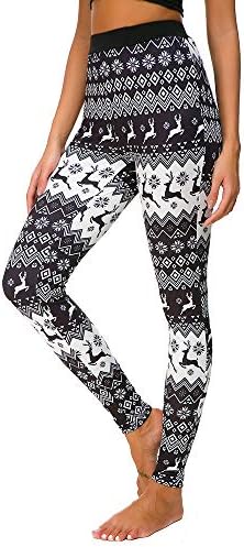URIBAKE Women Xmas Leggings High Waist Reindeer Print Ultra Soft Elastic Holiday Casaul Workout Fitness Yoga Tights Pants