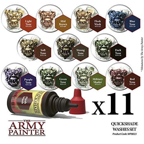 The Army Painter Miniature Paint Set with 11 Nontoxic Quickshade Washes
