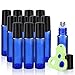 Olilia Glass Roll on Bottles with Metal Roller Balls, Essential Oils Key included 12 Pack of 10ml(1/3oz) (Blue)