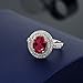 Gem Stone King Sterling Silver Red Created Ruby Women's Ring 3.70 cttw, Center Stone: 10x8mm (Size 6)
