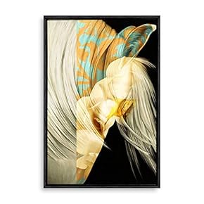 Framed Canvas Home Artwork Decoration Golden Abstract Art Canvas Wall Art for Living Room, Bedroom - 16x24 inches