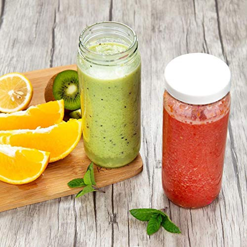 Bedoo 12 Pack Glass Juicing Bottles Jars 16 oz, Glass Juice Bottles for