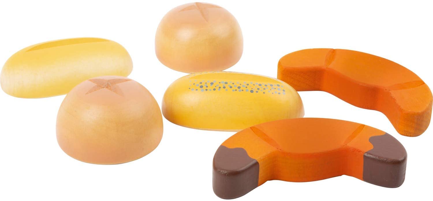 Small Foot 11437 Wooden Baked Goods Set fresh, role-playing accessories for the play kitchen and play store, 6 pcs.