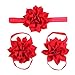 Lisli® 3sets/9pcs Baby Girl's Kids Flowers Foot Band Ties Barefoot Sandals Shoes and Headband