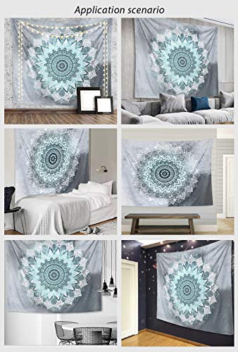 Tapestry Wall Hanging, MDShun Teal Mandala Wall Tapestries Indian Hippie Bohemian Tapestry Wall Mural Home Décor for Bedroom Living Room Decorations 82.7x59.1 Inches