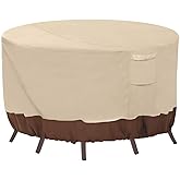 Vailge Round Patio Furniture Covers, 100% Waterproof Outdoor Table Chair Set Covers, Anti-Fading Cover for Outdoor Furniture Set, UV Resistant (Beige&brown, 62"DIAx28"H)