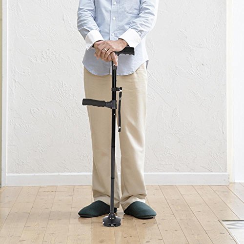 Folding Walking Cane with LED Light and Cushion Handle, Lightweight Adjustable Portable Aluminum Walking Stick Aid with Flashlight for Men Women Senior (Black)