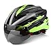 Basecamp Specialized Bike Helmet with Detachable Magnetic Visor Sunglasses Goggles Shield for Road & Mountain Biking Cycling Helmet Bicycle Helmets Safety Sport Head Protect Bike Helmets (Black green)