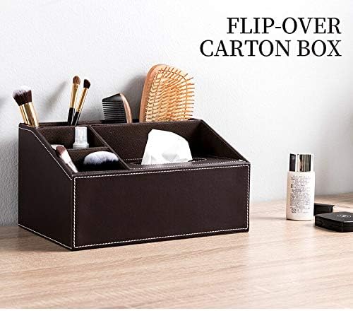 TQWMU® Faux Leather Finish Tissue Box Remote Control Holder and Pen Pencil Stationery Storage, Desk Organizer Phone Stand Cover