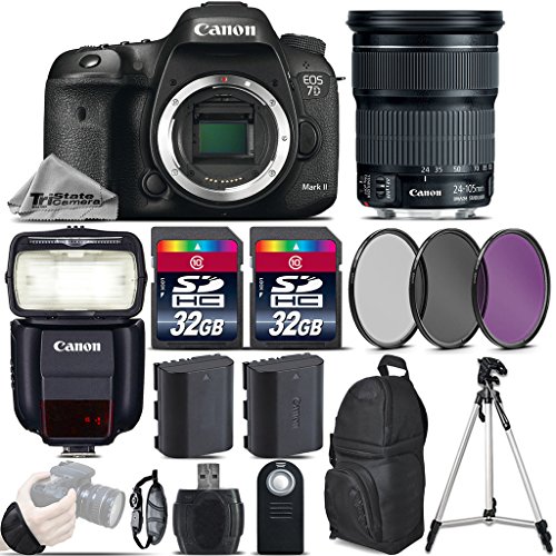 Canon EOS 7D Mark II DSLR Camera + Canon 24-105mm IS STM Lens + Speedlite 430EX III RT + 64GB Storage + Backup Battery + UV-CPL-FLD Filters + Wrist Grip Strap - International Version Canon EOS 7D Mark II DSLR Camera + Canon 24-105mm IS STM Lens + Speedlite 430EX III RT + 64GB Storage + Backup Battery + UV-CPL-FLD Filters + Wrist Grip Strap - International Version