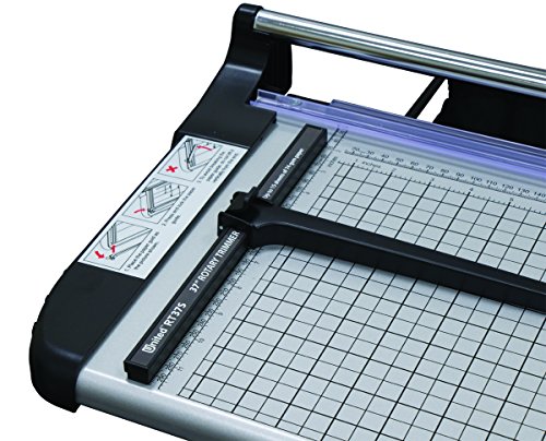 United RT37S Rotary Trimmer with Metal Stand, 10 Sheet Capacity with Carbon Steel Blade, Safety Cutting Head Hand Guard and Solid Steel Construction, 37" L, Grey
