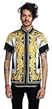 PIZOFF Men's Luxury Short Sleeve Floral Print Button Down Dress Shirt Y1782-03-XXL