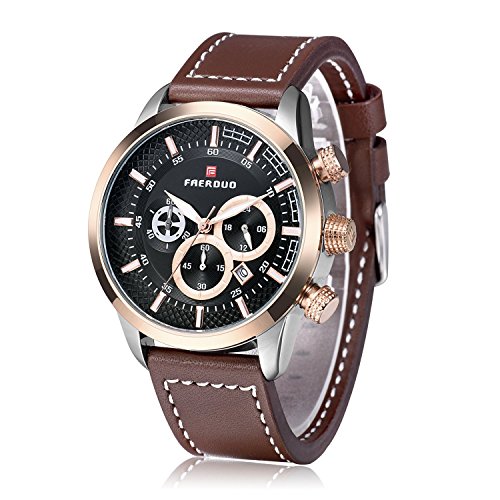Watches, Men Sports Watches Water Resistant Wrist Watch with Leather Strap Chronograph Date Display