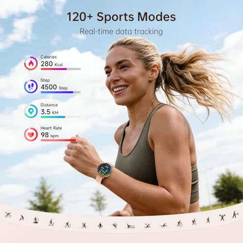 Smart Watch for Women Compatible iPhone/Android/Samsung,1.27" Montre Intelligente Femme with Heart Rate/Sleep/Health Monitor, Waterproof Ladies Digital Fitness Tracker,120+ Sports Mode