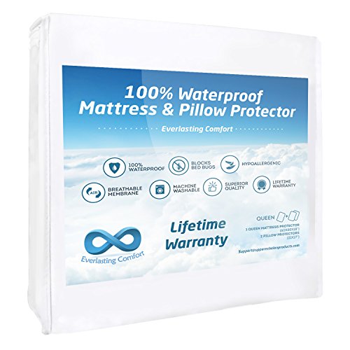 image for 100% Waterproof Mattress Protector and 2 Free Pillow Protectors by Eve