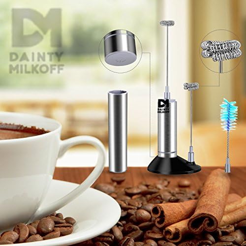 Dainty Milkoff Electric Milk Frother for Coffee Handheld Foam Maker for Lattes, Cappuccino and Flat White Easy to Use and Safe Milk Frother Electric Mixer for Drinks Stand Included