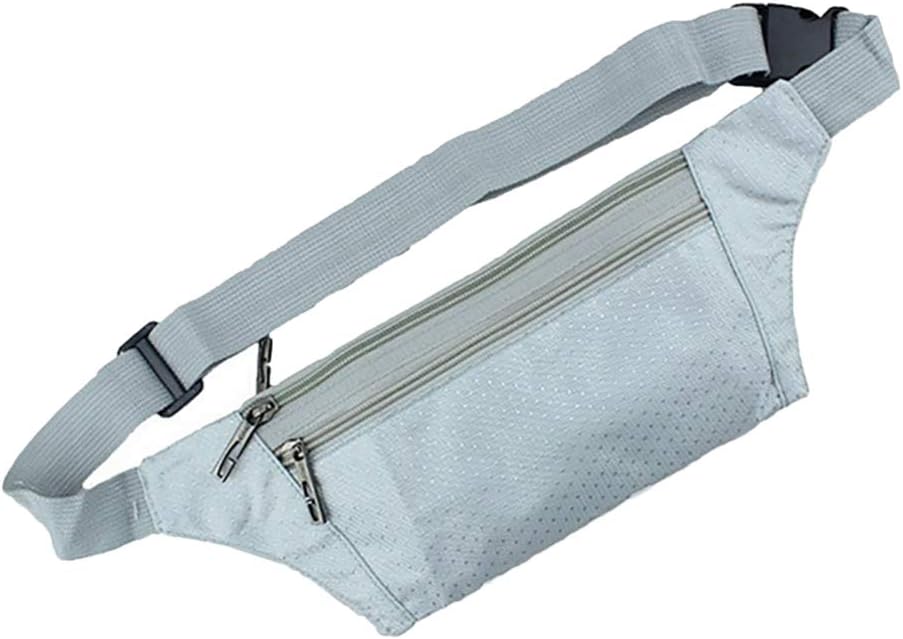 Topdo 1 Pcs Running Hiking Bum Bag fanny Pack Festival Money Phone Waist Pouch Travel Belt 2 Zip Pockets White