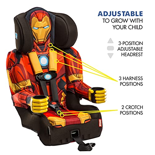 KidsEmbrace Marvel Iron Man 2-in-1 Forward-Facing Car Seat Latch | 5-Point Harness 26.5-65lbs converts to Belt-Positioning Booster 40-100lbs | Adjustable