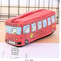 Kaimu Cute School Bus Pattern Pencil Case Creative Canvas Pencil Bag Pencil Holders