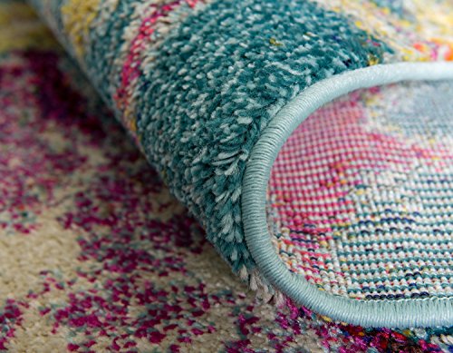 Unique Loom Positano Collection Coastal Modern Bright Colors Starfish Runner Rug_CAP001, 8' 0 x 10' 0, Navy Blue/Teal