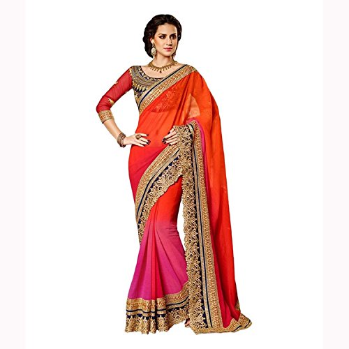 Fab Glory Women's Chiffon Designer Saree With Un-Stitched Blouse