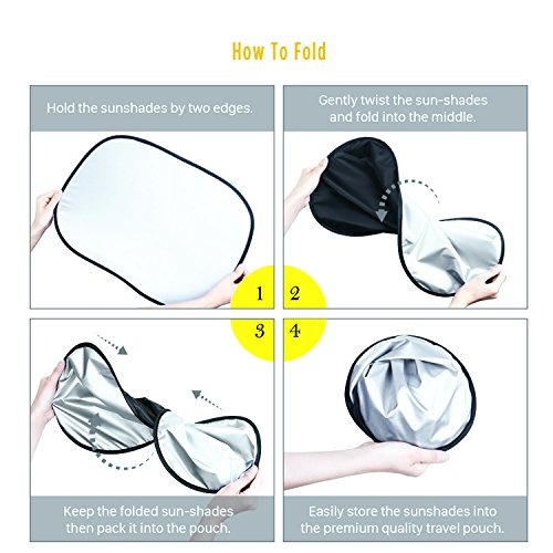 Full Car Windshield Sun Shade, Lecone Folding Silvering Reflective Car Sun Shade Visor Shield Cover to Keep Your Vehicle Cool, Heat and Sun Reflector