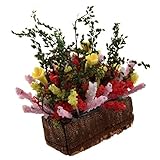 SODIAL(R) 1/12 Dollhouse Miniature Multicolor Flower Bush With Wood Pot