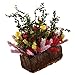 SODIAL(R) 1/12 Dollhouse Miniature Multicolor Flower Bush With Wood Pot