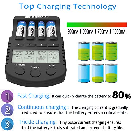 Dlyfull AA Battery Charger, LCD Display Smart Charger(Test, Refresh, Discharging) for 1.2V Ni-MH Ni-CD 4 AA & AAA Rechargeable Batteries(Not Included) with 1000mA Charge Current + USB Port - Thumbnail 5