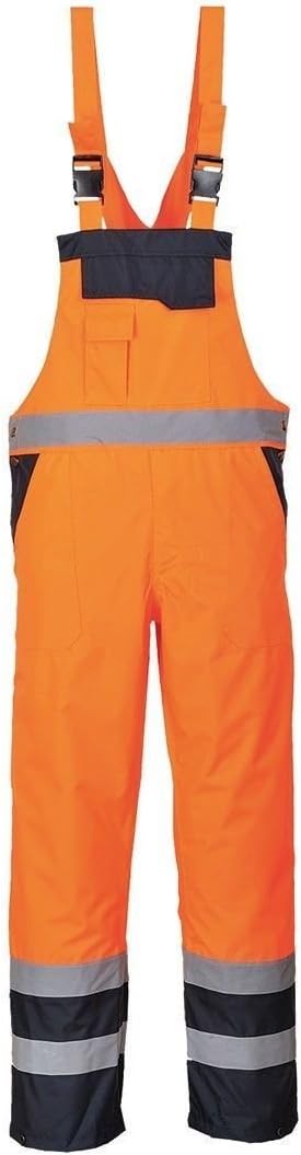 Men's Hi VIS Contrast Bib and Brace Waterproof Workwear Ulined Overall Dungarees