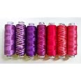 Sue Spargo Lustrous Razzle Rayon Thread, Size #8 - Set of Six 50yd Spools for Embroidery & Embellishment (Clematis - 7 Spools)