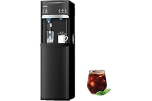 SOOPYK Self Cleaning Hot and Cold Bottom Load Water Cooler Dispenser with Ice Maker for 5 Gallon 3 Temperature Settings 22lbs Daily Capacity Black