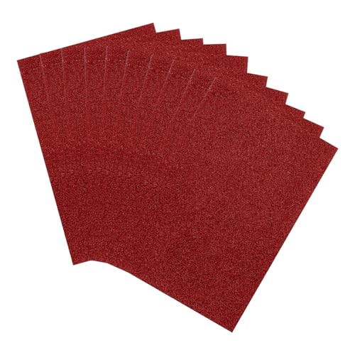 MECCANIXITY 10 Sheets Glitter Foam Sheets Craft 7.9 x 11.8 Inch Adhesive Sheets EVA Foam Sheets for Art Crafts Projects Scrapbook Gift DIY Cutters Card Party Decoration,Dark Red