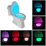 Toilet Night Light,WARRAH LED Toilet Bowl Light Activated by Motion Sensor,8 Colors Changing,Fits Any Toilet